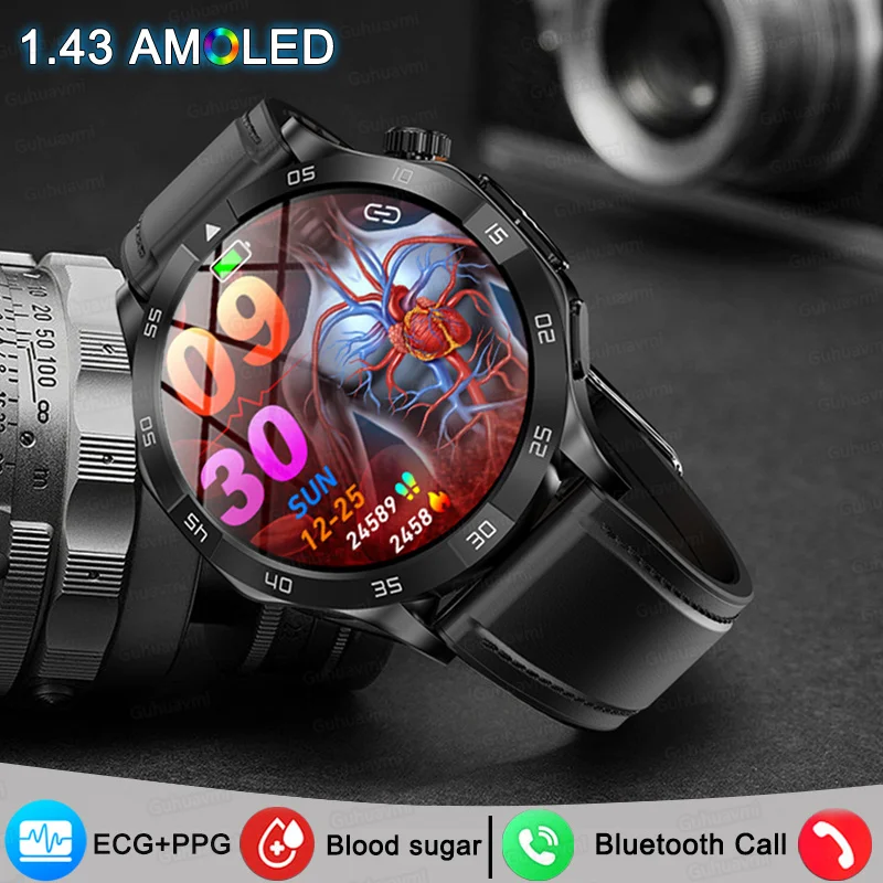 Nuovo Ai Medical Grade Ecg + Ppg Smart Watch Blood Sugar Blood Fat Acido Urico Health Monitor Bluetooth Call Smartwatch Per Uomo Donna