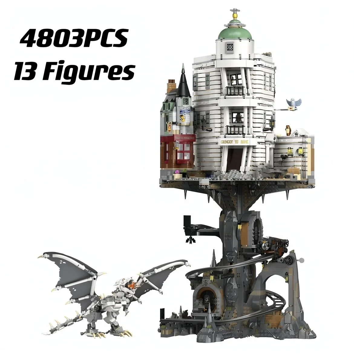 Nuovo 76417 Bank 4803Pcs Gringotts Building Blocks Mattoni Ironbelly Dragon Castelli Giocattoli Kit Regali Per Ragazzi Regalo Di Natale Per Adulti
