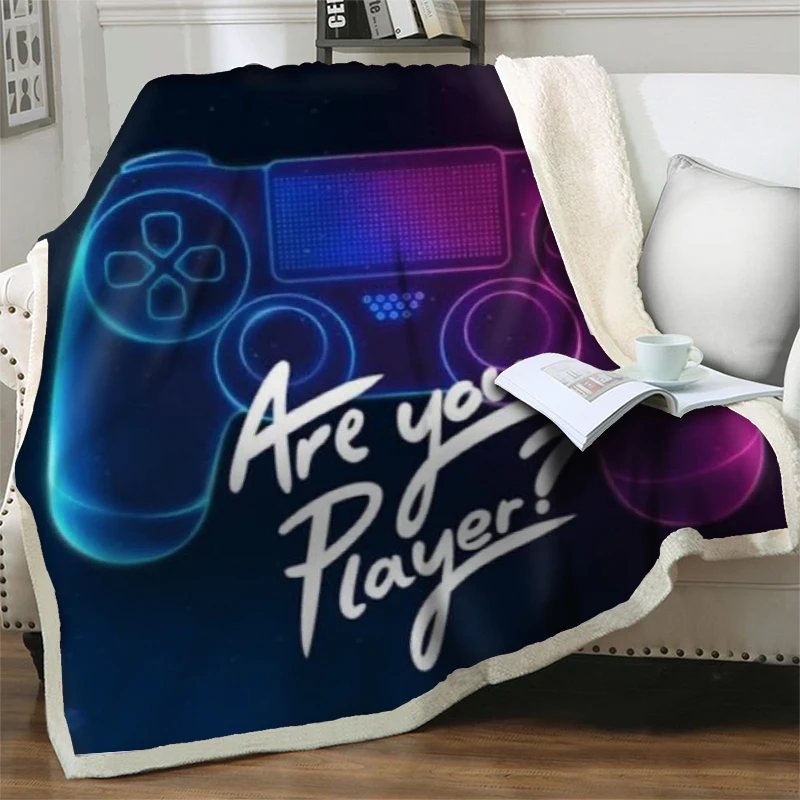 Gamer Controller 3D Print Plush Fleece Throw Blankets For Beds Sofa Fashion Quilts Home Office Washable Kids Teen Sherpa Blanket