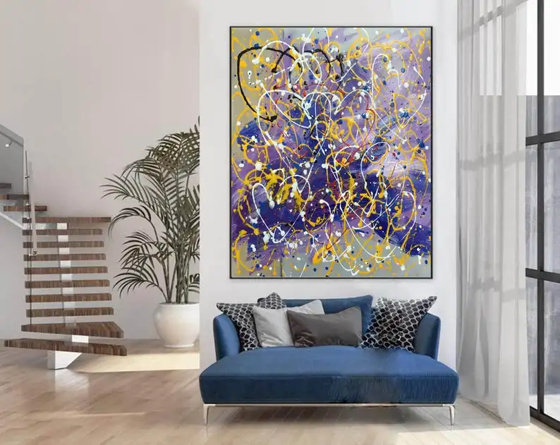 Jackson Pollock Style Abstract Painting ,Original Large Canvas Painting Oversize Painting,Hand Made Wall Art ,Acrylic Painting,J