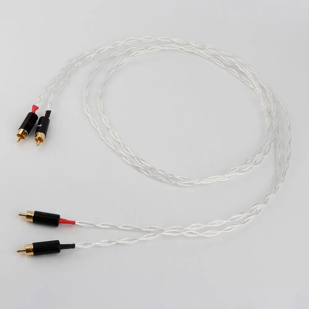 1 Paio 4Core Totalmente Hifi 8Ag Singolo Cristallo Argento Rca Cavo Segnale Audio Amplificatore Di Grado Hifi Audio Lotus Audio