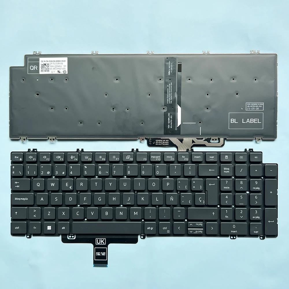 Tastiera Retroilluminata Spagnola 7770 Per Notebook Dell Precision 3581 7670 7770 7680 7780 0 Vrh36 Nsk-Qzabw Sp
