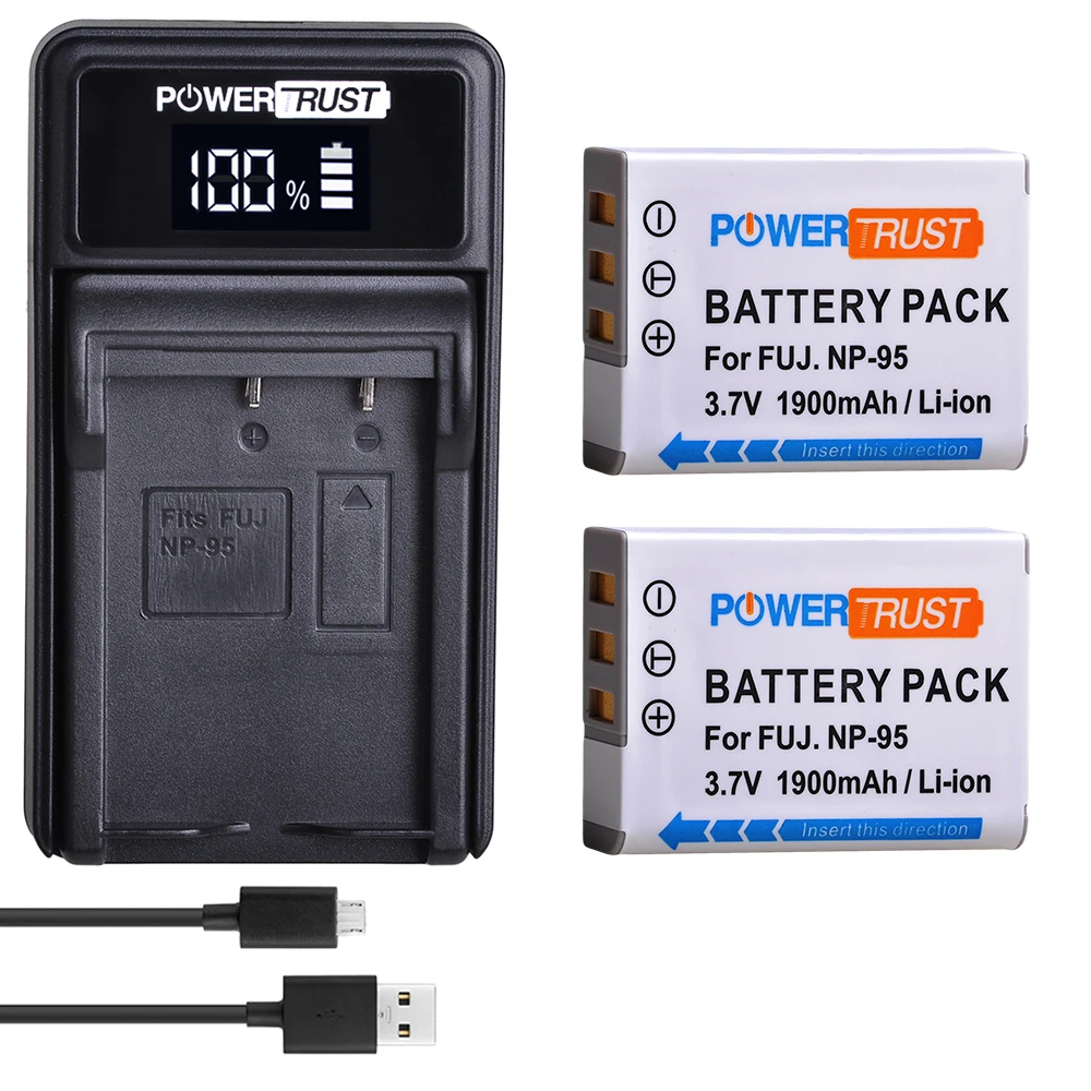 Np-95 Batteria/Caricabatteria Per Fujifilm Np-95 E Fuji Finepix Real 3D W1, X100, X100S, X-S1