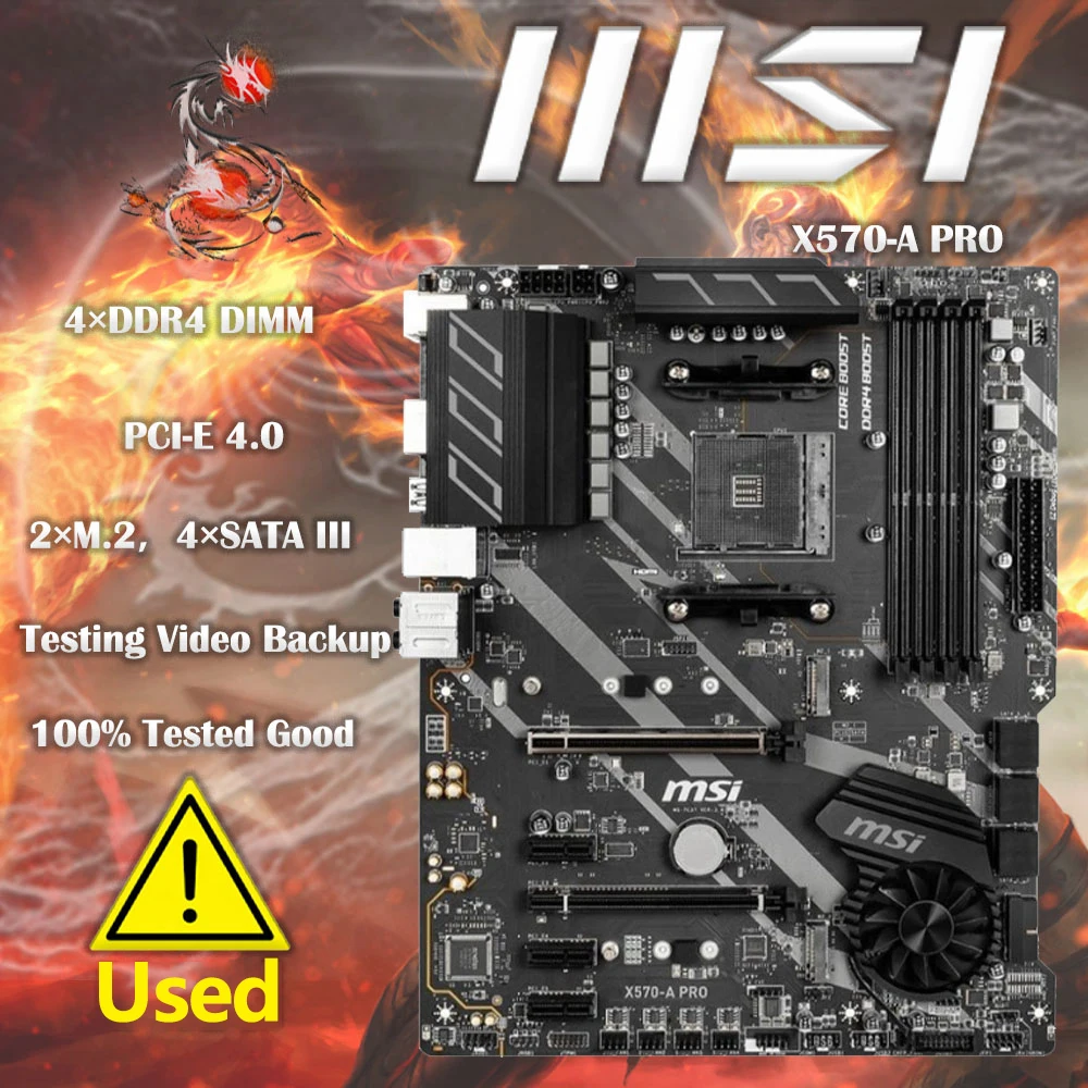 Scheda Madre Msi Usata X570-A Pro Amd X570 Am4 Supporto Ddr4 Da 128Gb Amd Ryzen 5 5600X4400(Oc)Mhz Pci-E 4.0 M.2 Sata3 Atx