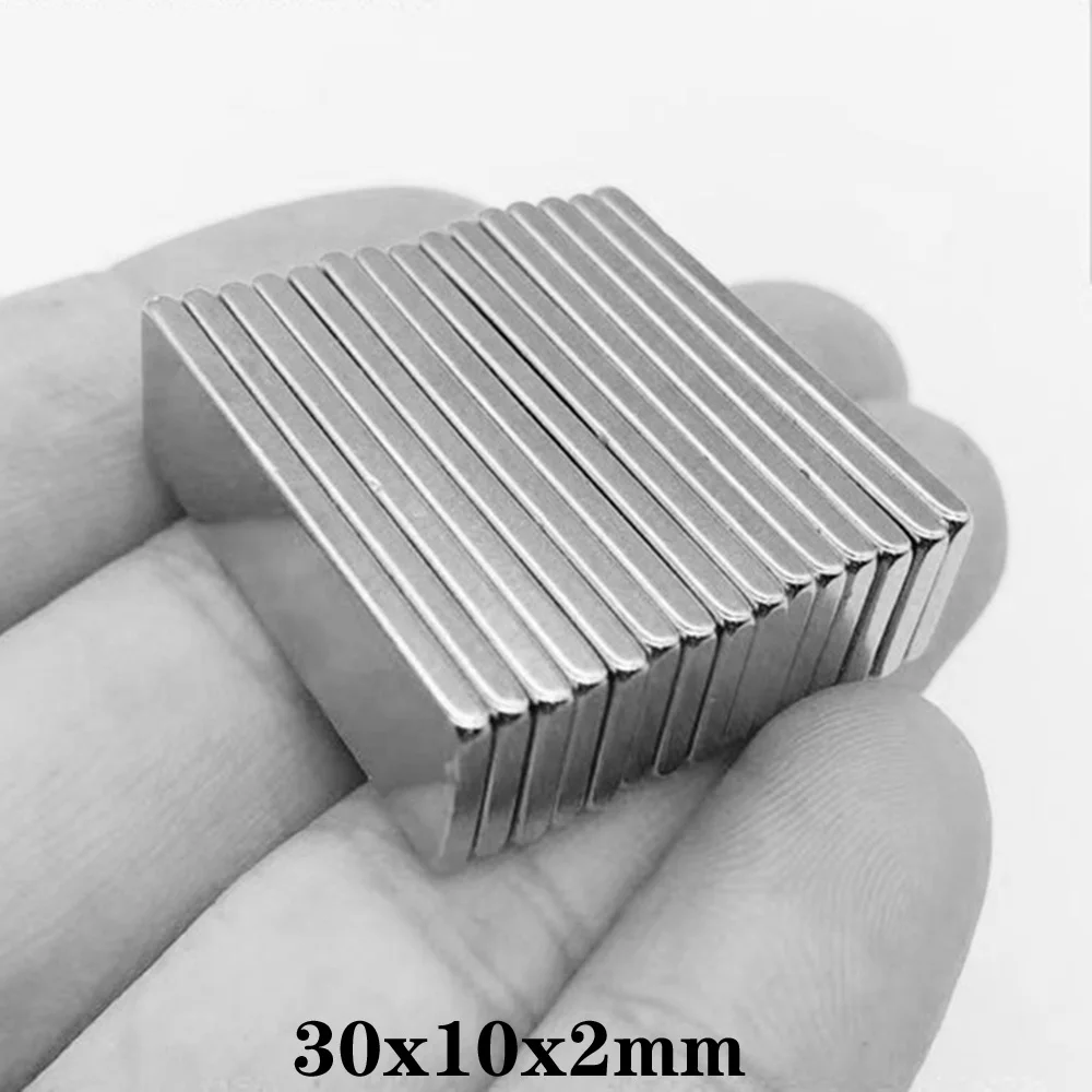 5~100Pcs 30X10X2 Mm N35 Super Strong Block Neodymium Magnets Rare Earth Magnet 30Mm X 10Mm X 2 Mm Sheet Magnet 30*10*2 Mm
