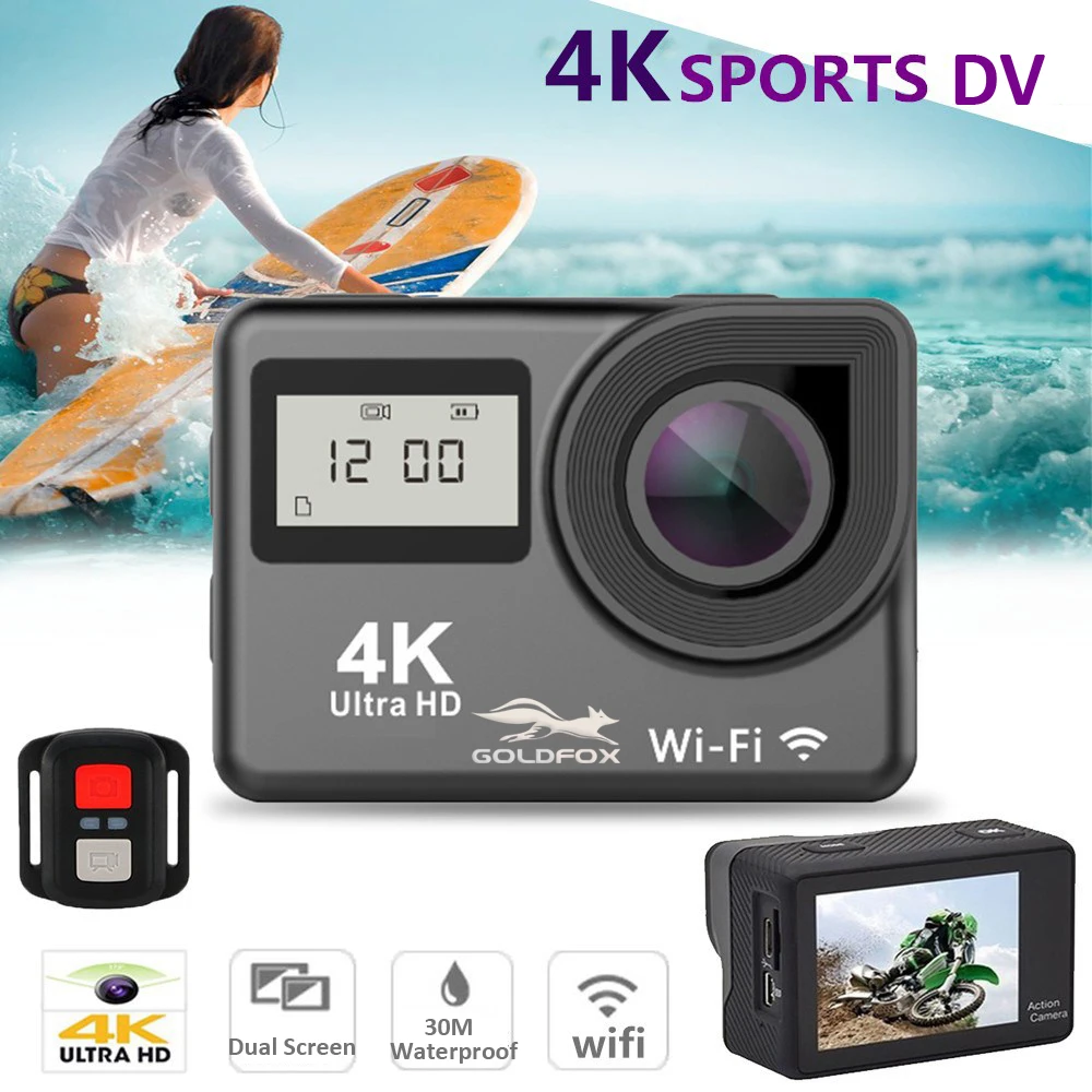 4K Dual Screen Sports Dv Wifi 170D Telecomando Outdoor Waterproof Sports Pro Cam Hd Camera Dv Helmet Diving Camer