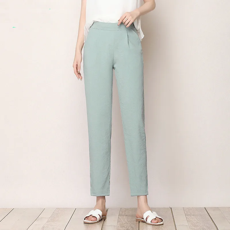 Shredded Ice  Cotton And Hemp  Loose Harlan Cropped Radish Pants  Thin Leisure Woman Cool Pants  2022 New Summer