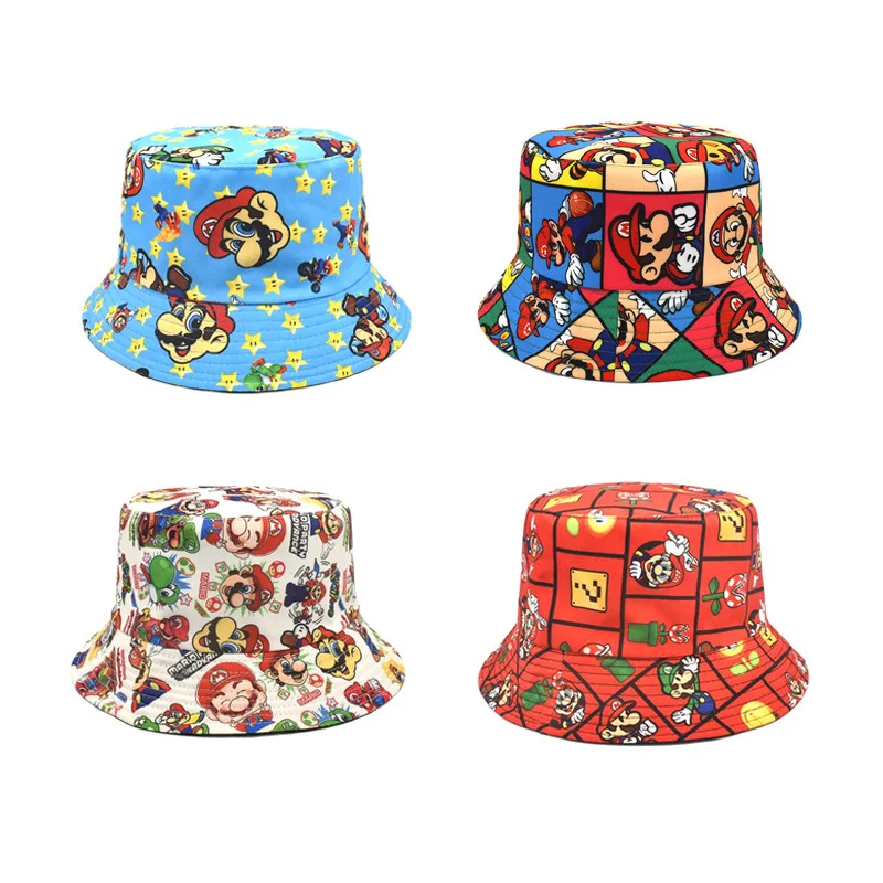 Super Mario Hat Anime Periferiche Cartoon Mario Luigi Leisure Adult Outdoor Sunshade Cappello Da Pescatore Regalo Di Festa