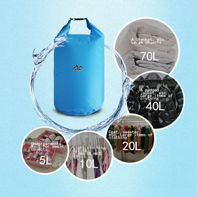 Outdoor Dry Impermeabile Bag Dry Bag Sack Impermeabile Galleggiante Dry Gear Bags Per Canottaggio Pesca Rafting Nuoto 5L/10L/20L/40L/70