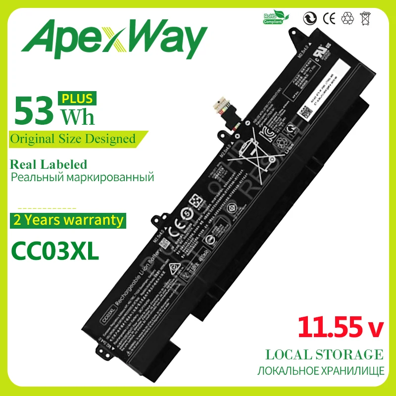 Apexway 53Wh 11.55V Cc03Xl Laptop Battery For Hp Elitebook 830 835 840 G7 G8 Mt32 Mt46 Hstnn-1B9F L77608-1C L77622-541