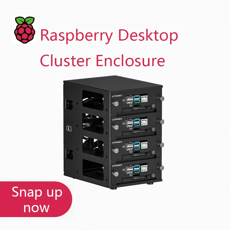 Uctronics Desktop Cluster Enclosure Per Raspberry Pi, Fino A 4 Raspberry Pis E Ssd Da 2.5 ", Vassoi Rimovibili Anteriori, 12Cm Led Coolin