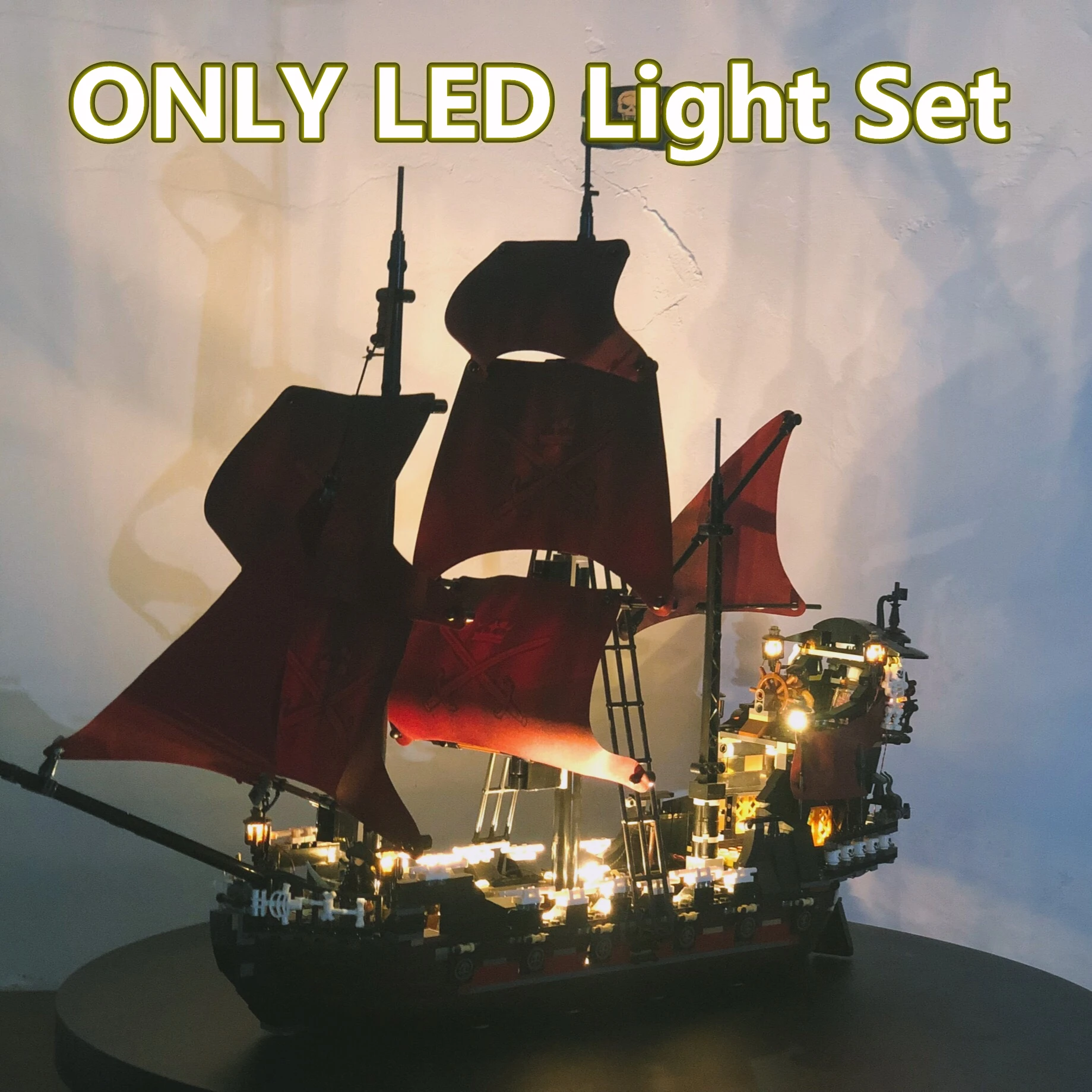 In Magazzino Luce A Led Compatibile Con Lego 4195 16009 Pirates Ship Boat Queen Anne'S Revenge Building Bricks Accessori Giocattoli