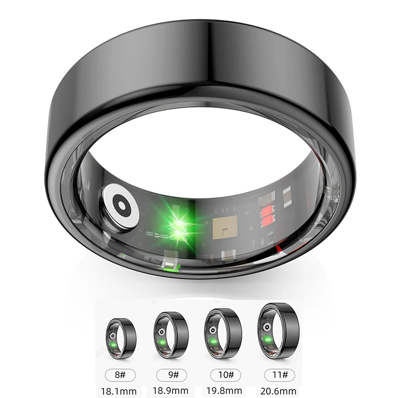 Smart Ring Militare In Acciaio Inossidabile Shell Health Heart Rate Sleep Monitor Smart Ring Ip68 3Atm Impermeabile Sport Mode Ring Smart