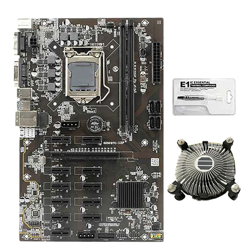 Scheda Madre B250 Btc Mining Con Ventola Di Raffreddamento Slot Per Scheda Grafica Pci-E 12 Lga1151 Sata3.0 Supporto Ram Ddr4 Per Btc Mining