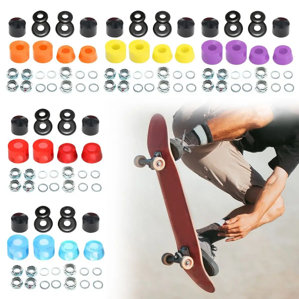 24Pcs Longboard Antiurto Colorato Skateboard Parte Ammortizzatore Top/Bottom Bush Rondelle Shock Pad Set