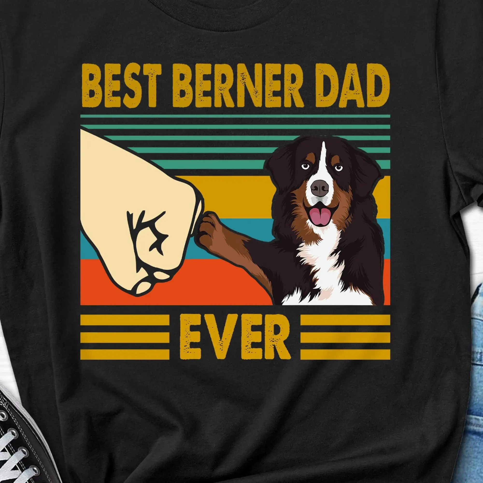 Best Berner Dad Ever T Shirt Bernese Mountain Dog Men S For Him Festa Del Papà Maniche Lunghe O Corte