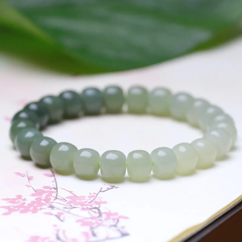 Natural Hetian Deep Clear Water Single Ring Plain Bracciale Sfumato Da Donna Fresh Jade Jewelry