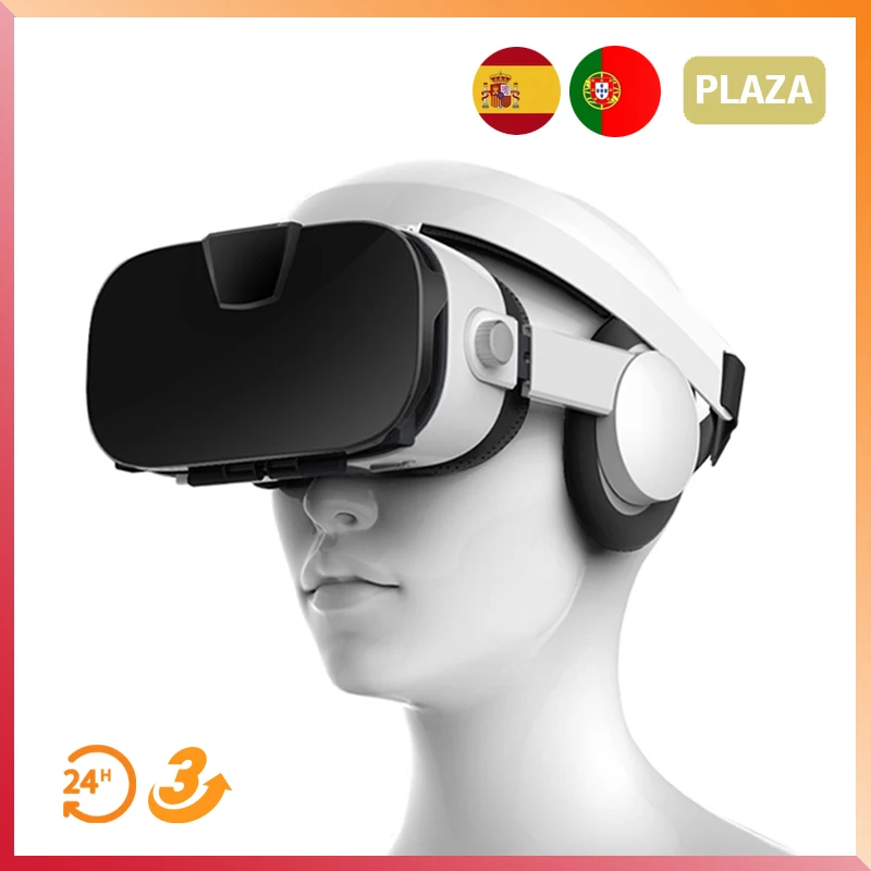 Occhiali 3D Vr Con Altoparlanti Stereo (Bluetooth/Jack 3,5) Per Smartphone (4,0-6,3 Pollici) Videogiochi Regolabili Universali Compatibili Con Iphone/