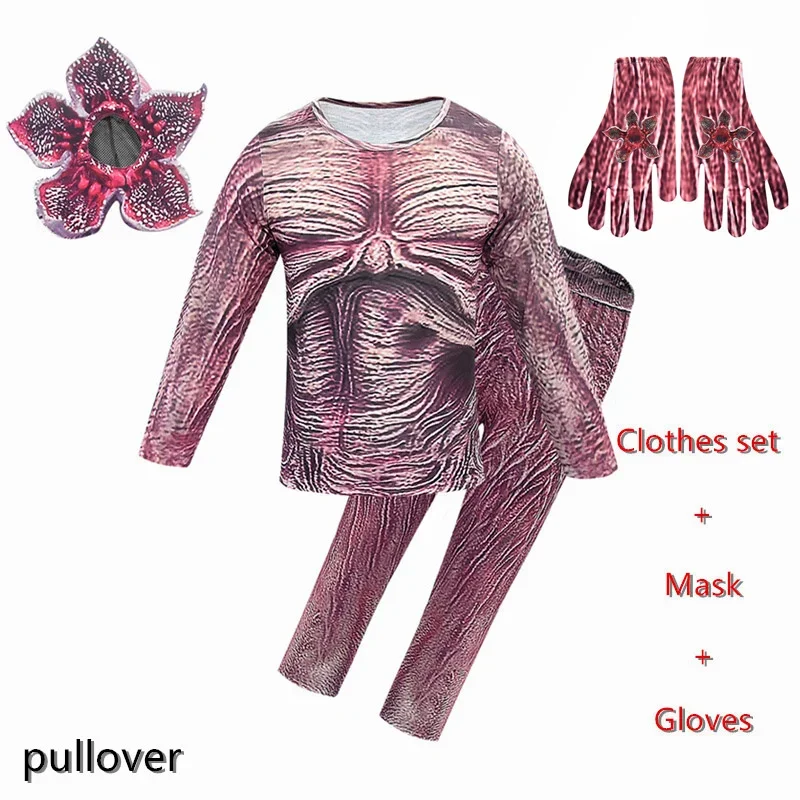 Costume Di Halloween Per Bambini Stranger Things Demogorgon Felpa Con Cappuccio Cosplay Costume Giacca Cerniera Felpa Con Cappuccio Pantaloni Maschera
