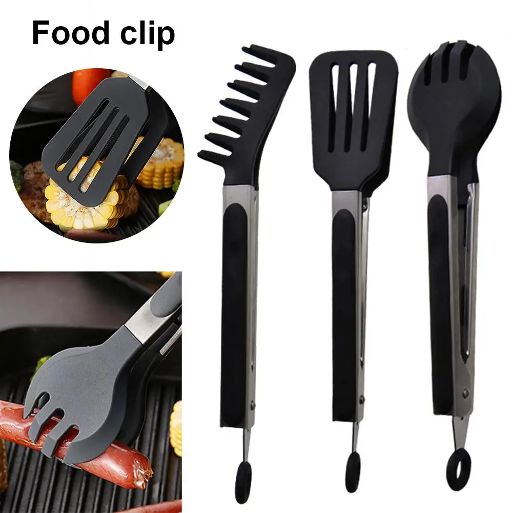 New Stainless Steel Silicone Tong Bbq Clip Insalata Strumento Di Cottura Pinze Per Servire Cibo Pinzas De Cocina Kitchen Baking Appliance Parts