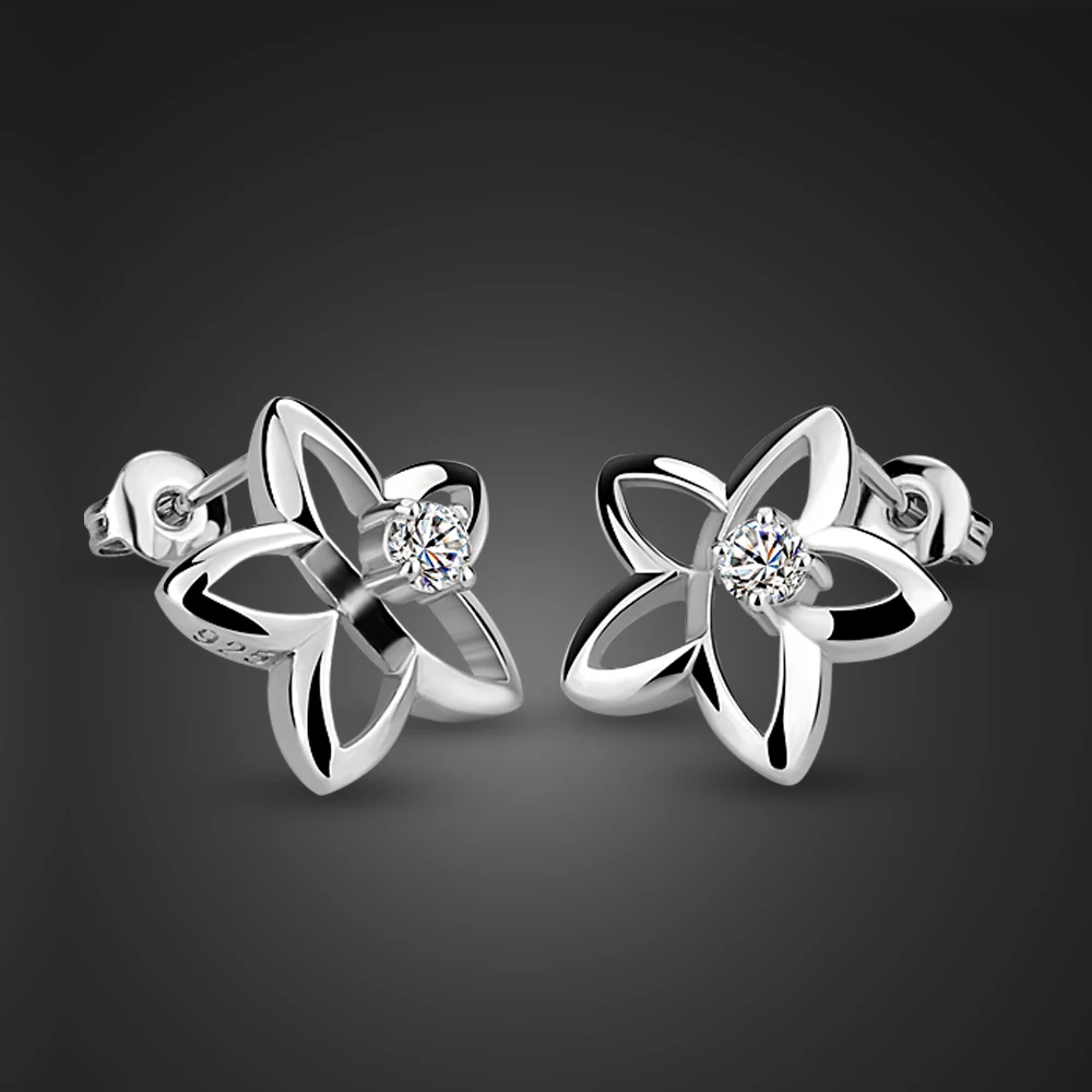 Moda Donna 100% Argento Sterling 925 Orecchini A Bottone Bauhinia Bella Ragazza Orecchini Fascino Prevenire Allergie Regalo Gioielli