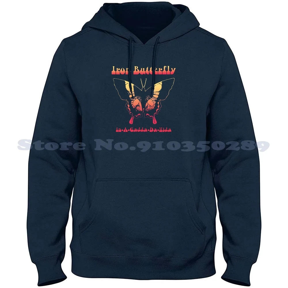 Iron Butterfly In-A-Gadda-Da-Vida Shirt Felpa Con Cappuccio Poster Sticker Mask Felpa Con Cappuccio A Maniche Lunghe Felpa Iron Butterfly In