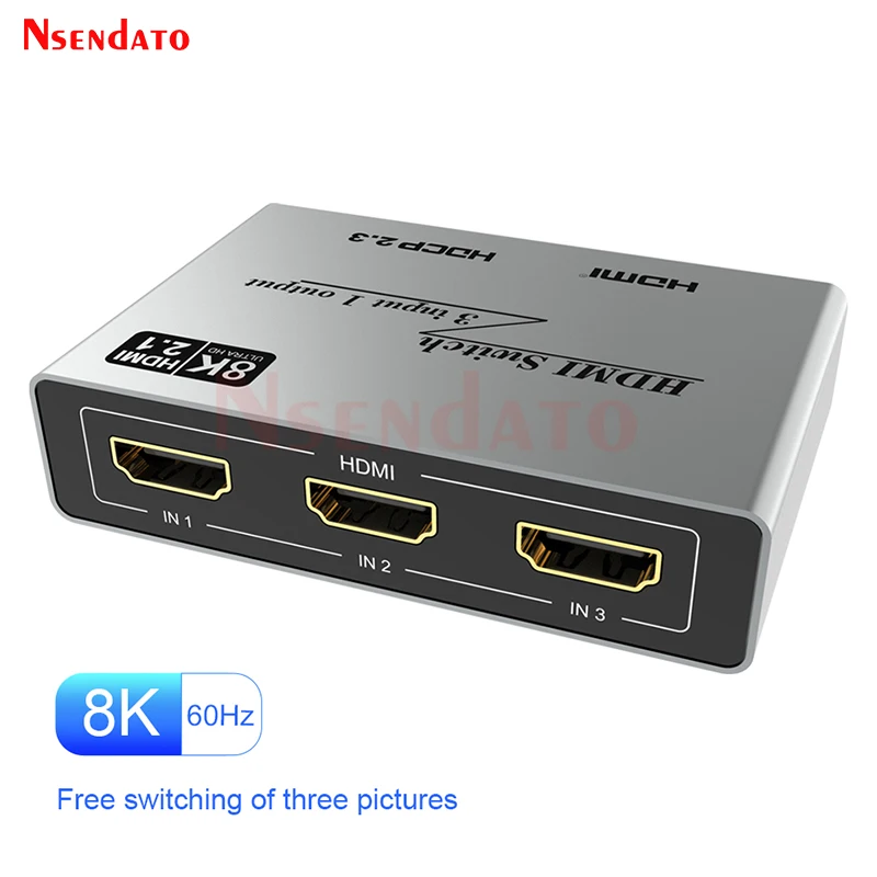 3X1 8K 60Hz Hdmi 2.1 Switch 4K 120Hz 3 In 1 Out Splitter Splitter Switch Hdmi Switcher Box Adapter Per Ps5 Xbox Pc Hdtv Monitor