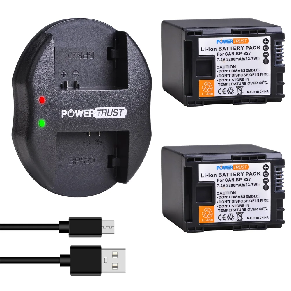 Batteria/Caricabatterie Per Canon Bp-827 E Canon Vixia Hf20 Hf21 Hf200 Hfg10 Hfg20 Hfm30 Hfm40 Hg20 Hg21 Xa10 Hfs10 Hfs100 Hfs21