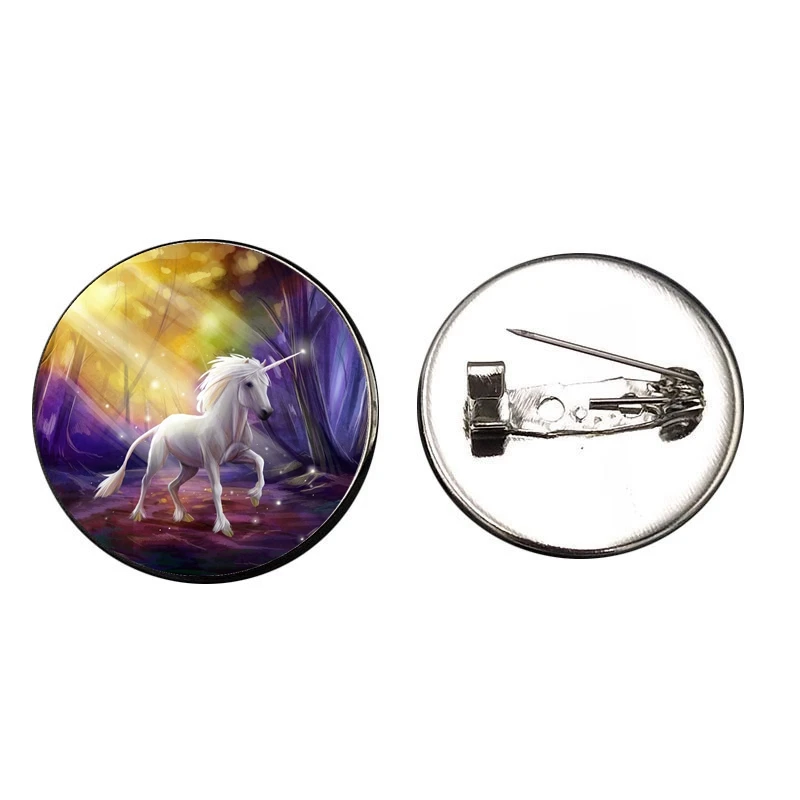 New Kids Cute Unicorn Backpack Badge, 25Mm Glass Cabochon Fashion Gift Jewelry Brooch 2022