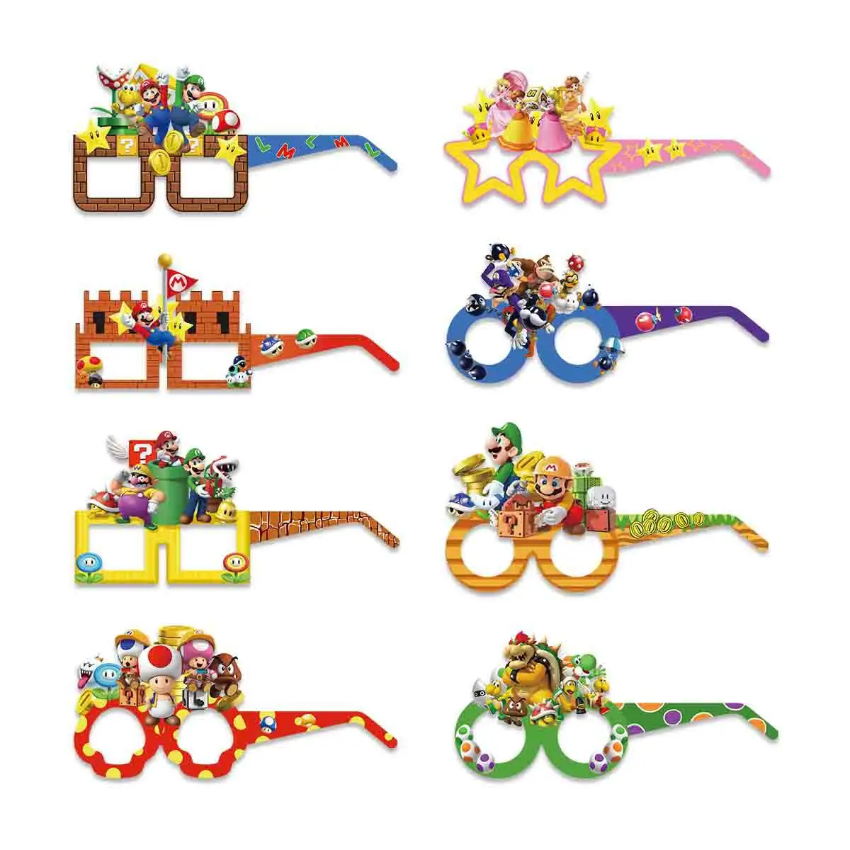 New Super Mario Halloween Party Paper Glasses Coppia Photo Props Mario Game Theme Birthday Glasses Decoration Supplies