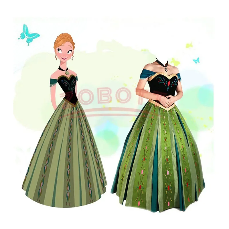 Disney Movie Frozen Anna Princess Cosplay Costumes Anime Women Female Adult Dress Abbigliamento Collana Suit Carnival Party