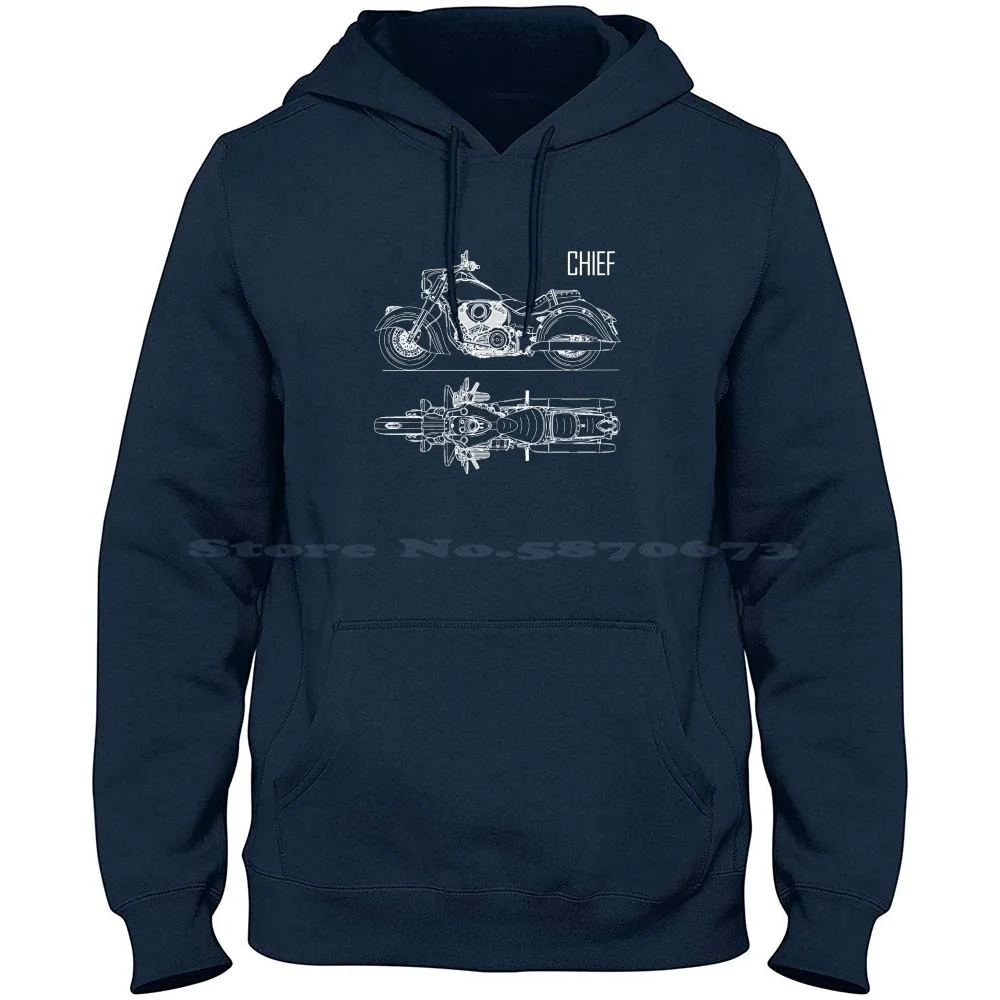 The Chief Motorcycle Blueprint 100% Cotone Felpa Con Cappuccio Moto Blueprint Chief Moto Transport Motor Bike