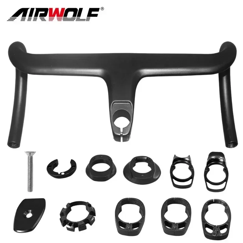 Airwolf Bici Da Strada Full Carbon Fiber Stem Manubrio Per Bicicletta Integrato Ultra Light Ud Parti Per Ciclismo Accessori Spedizione Gratuita