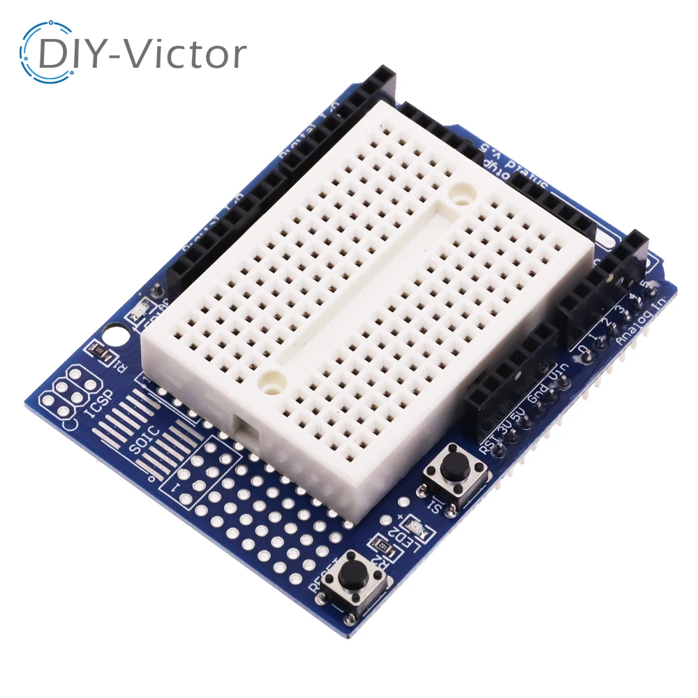 Uno Proto Shield Prototype Expansion Board Con Syb-170 Mini Bread Board A Base Di Arduino Uno Protoshield