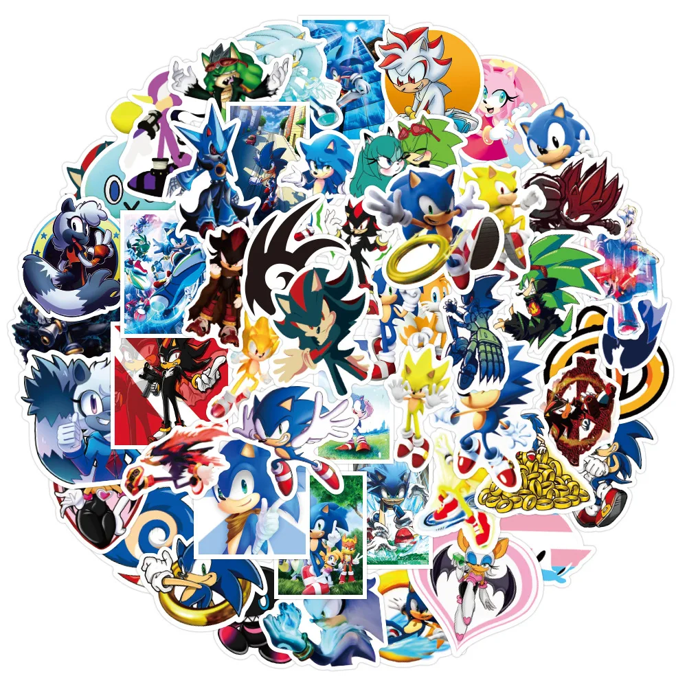 10/50Pcs Japan Sonics The Hedgehog Anime Stickers Valigia Skateboard Laptop Graffiti Phone Helmet Cartoon Stickers Toy Decal