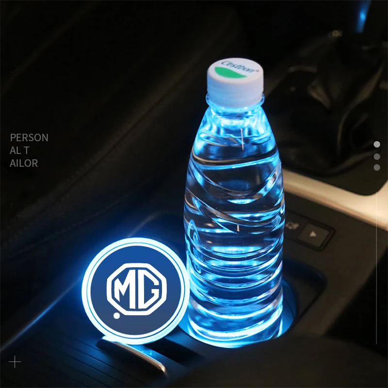 2Pcs Car Led Shiny Water Cup Mat Luminous Coaster Atmosphere Light Per Mg Zs Gs 5 Gundam 350 Parts Tf Gt 6 Accessori Per Auto