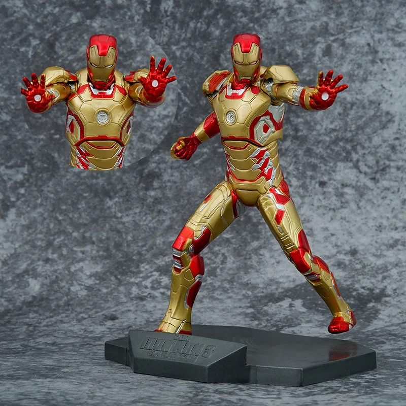 Disney 19Cm Avengers Iron Man 3 Mark Xlii Pvc Action Figure Golden Ironman Model Toys Gift