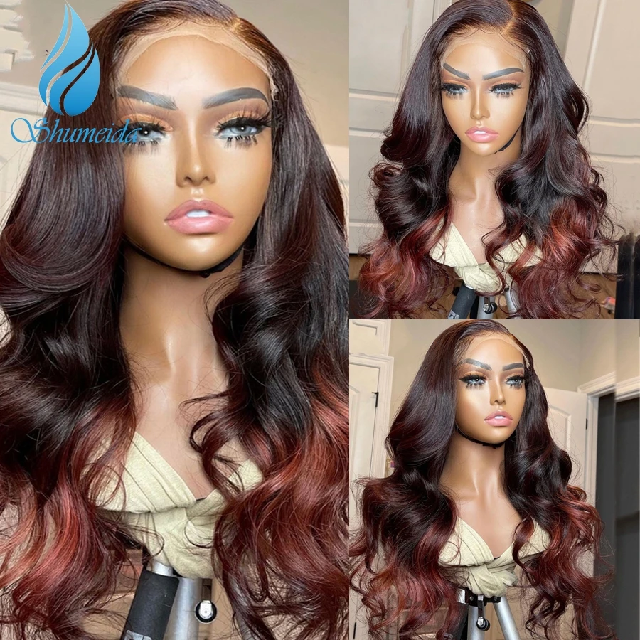 Shumeida Ombre Marrone Colore 13*4 Parrucche Anteriori In Pizzo Parrucche Brasiliane Remy Parrucche Per Capelli Umani Parrucche Per Capelli Da Donna P