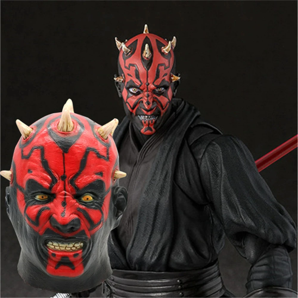 Halloween Cosplay Horror Darth Maul Latex Mask The Phantom Miny Darth Maul Costume Full Face Helmet Party Carnival Puntelli