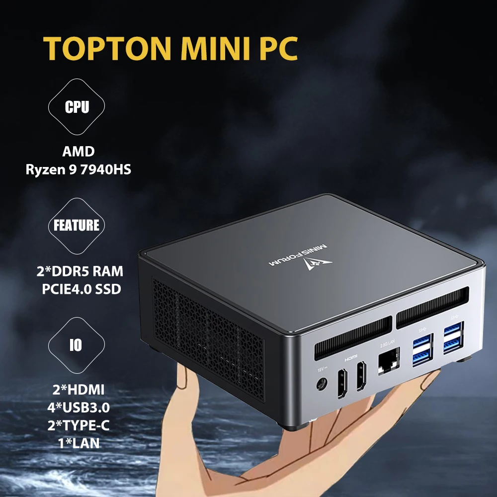 Super Deal Minisforum Um790 Pro Gaming Mini Pc Amd Ryzen 9 7940Hs 2 * Ddr5 5600Mhz Onda Fredda 2.0 2 * Pcie4.0 Wifi 6E Window 11