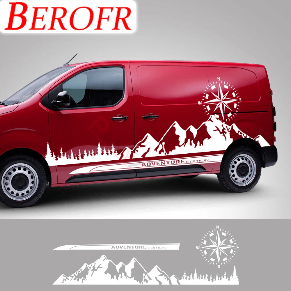 6 Pz/Lotto Adesivi Per Auto Per Citroen Jumpy Dispatch Peugeot Expert Camper Camper Van Mountain Graphics Decalcomanie Tuning Accessori