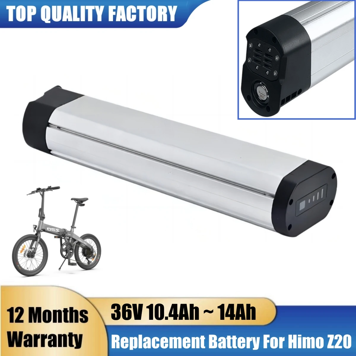 Batteria Per Bici Elettrica Pieghevole Himo, Batteria Ebike Rimovibile, Batteria Per Bicicletta, 36V, 10Ah, 12.8Ah, 14Ah, 250W, Z20