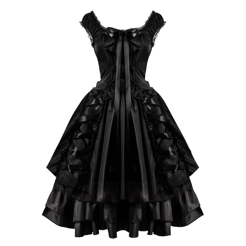 Halloween Victorian Gothic Dress Vestidos Women Retro Lolita Palace Court Princess Punk Carnival Dress Up Party Costumi Cosplay
