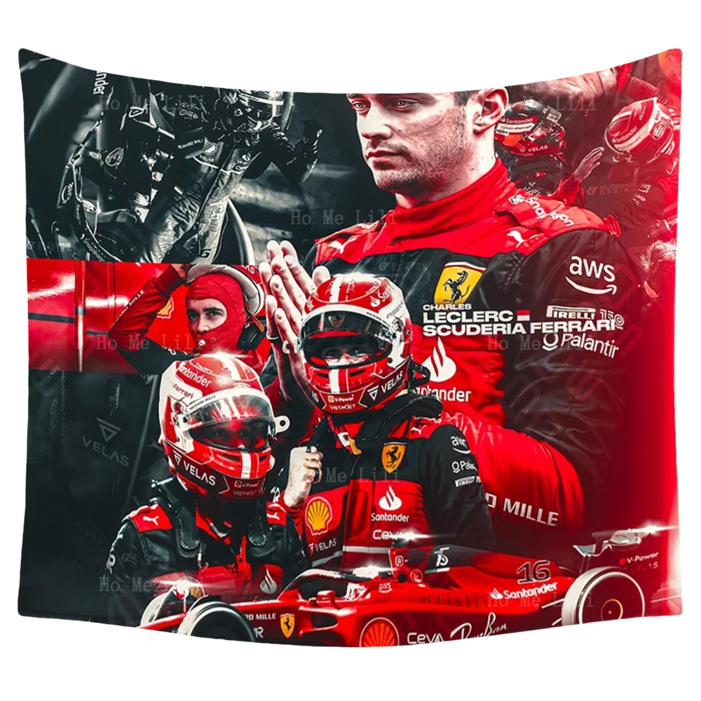 Racing Driver Leclerc Speed Race Grand Prix Rivals Lewis Tapestry Wall Hanging