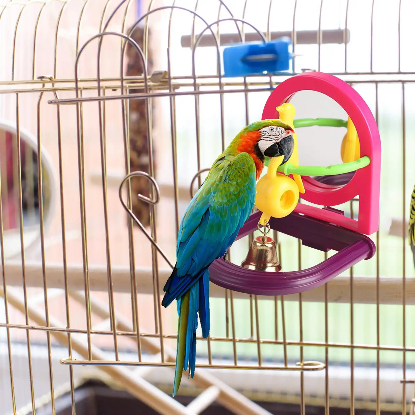 Gabbia Per Uccelli Specchio Gabbia Per Uccelli Posatoi Per Canarino Africano Grigio Macaw Parrocchetto