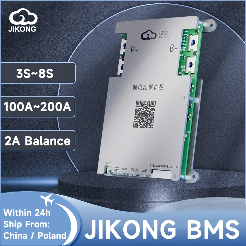 Jikong Smart Bms Con 1A 2A Corrente Di Bilanciamento Attivo 4S 8S 12V 24V 100A 200A Scarico Continuo Bms Bt Can Jk Bms