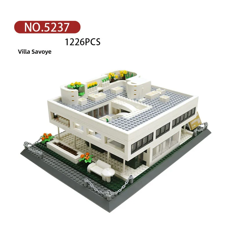 Creativo Streetscape Francia La Villa Savoye World Famous Art Architecture Building Block City Street View Brick Toy Collcetion