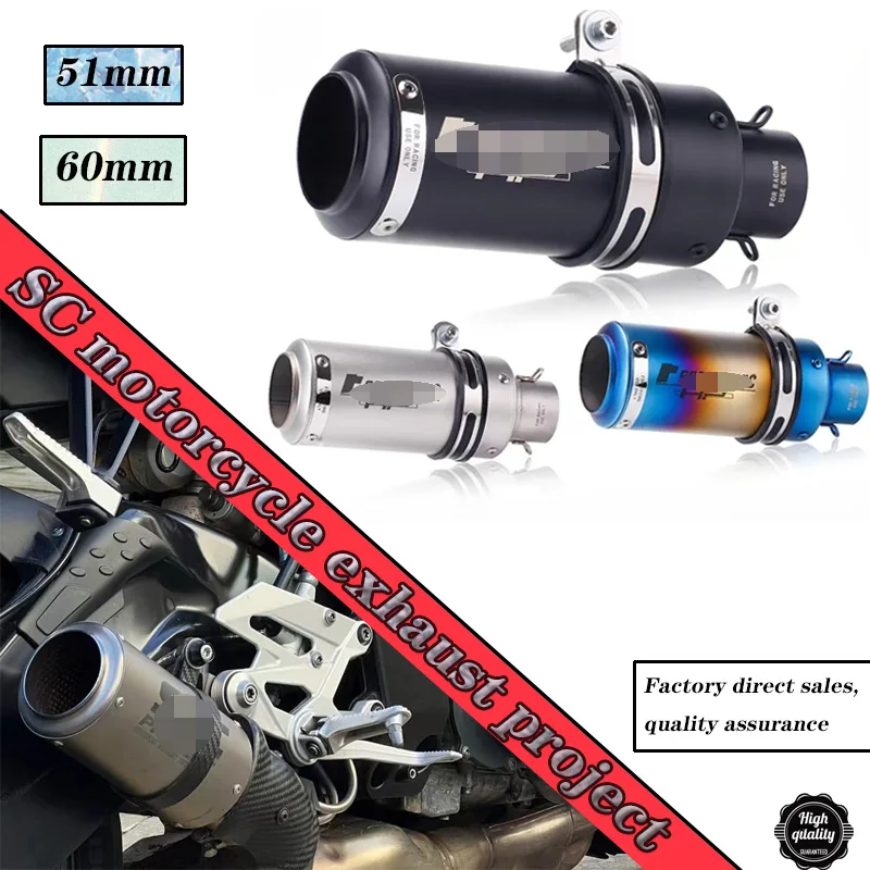 51Mm 60Mm Universale Moto Scarico Sc Silenziatore Silenziatore In Acciaio Con Db Killer-Project Z800 900 Z1000 Cbr600 S1000Rr Zx6R Zx10R