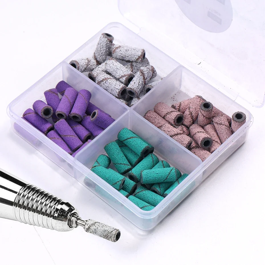 60Pcs Nail Drill Bit Sanding Band 80 #120 #180 #240 # Electric Machine Tool Remover Fresatura Lucidatura Pedicure Manicure Kit Forniture