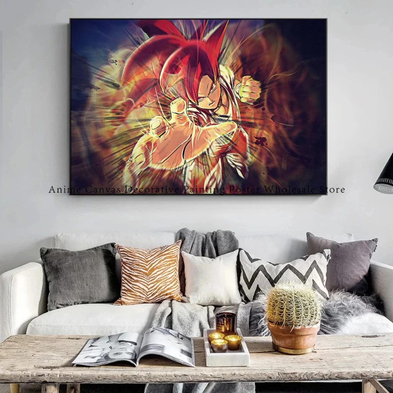 Vintage Hd Giappone Anime Cartoon Figure Periferiche Dragon Ball Super Saiyan Goku Gohan Poster Decorazione Per La Casa Pittura Su Tela